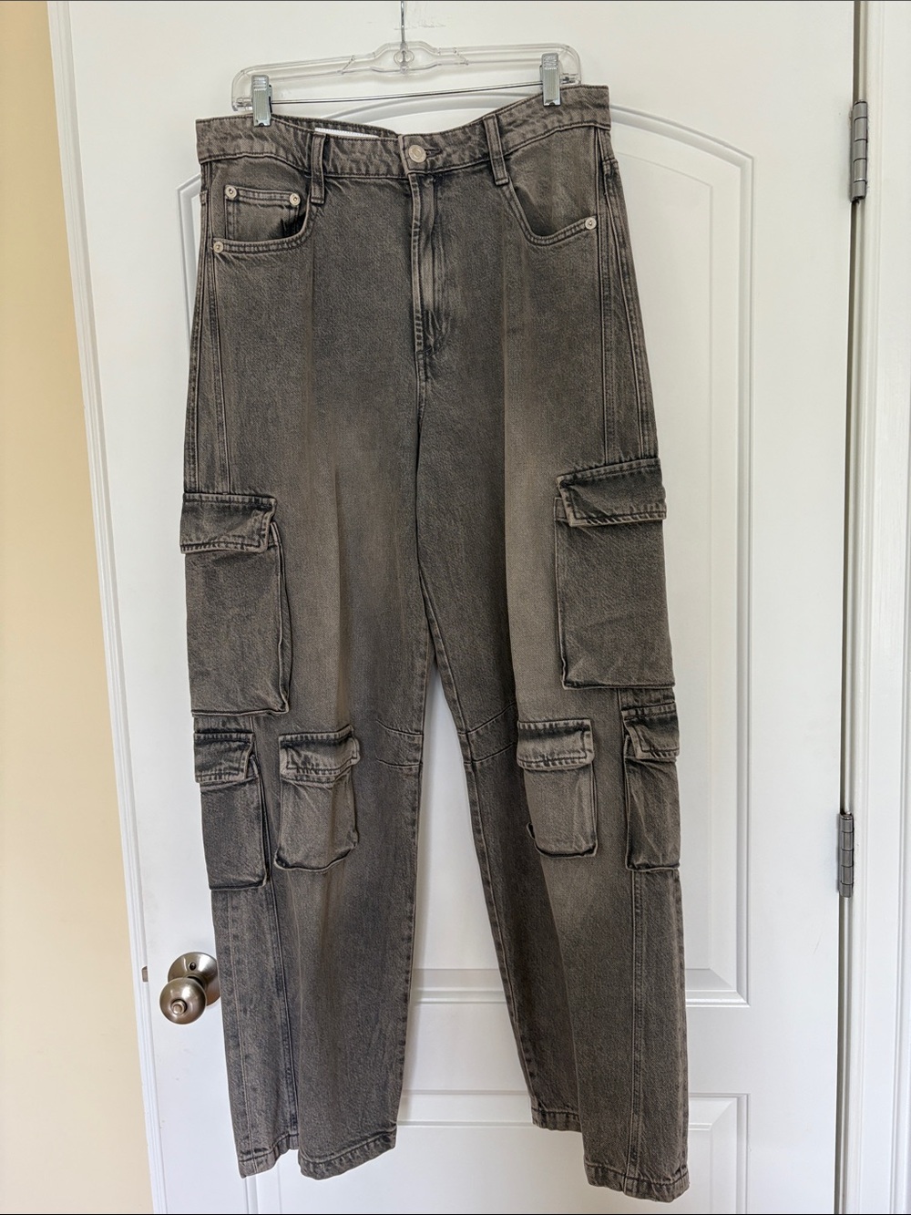 Zara Women Washed Charcoal Cargo Pants